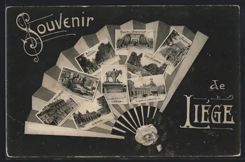 AK Liége, Gare de Longdoz, Musée d`Armes, Le Trinkhal, Eventail