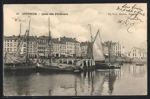 AK Ostende, Quai des Pecheurs