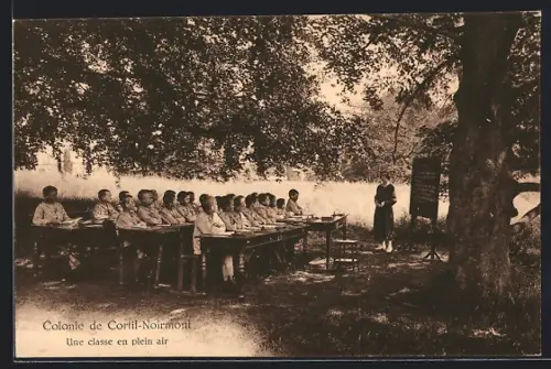 AK Cortil-Noirmont, Colonie de Cortil-Noirmont, Une classe en plein air