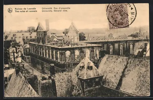 AK Louvain, Ruines de Louvain, Université, Vue d`ensemble