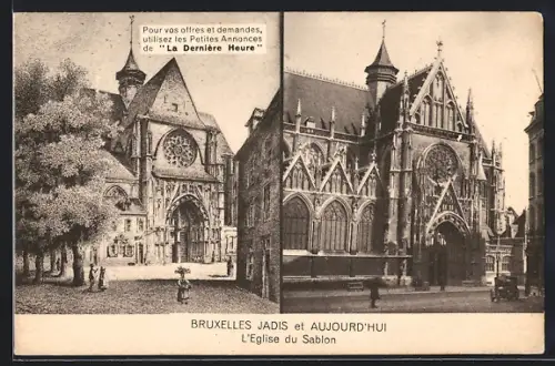 AK Bruxelles, L`Eglise du Sablon, Bruxelles Jadis et Aujourd`Hui