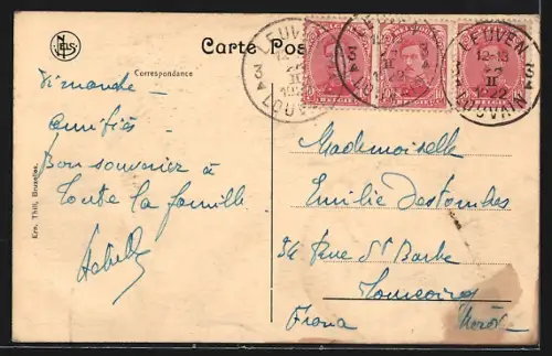 AK Louvain, Ruines de Louvain, Rue de Bruxelles vers la Grand`Place