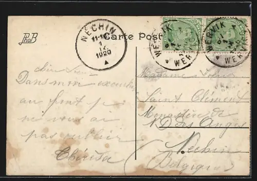 AK Ypres, Ruines, Place de la Gare