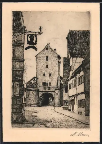 Künstler-AK Nördlingen, Am Berger Tor