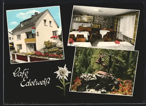 AK Issigau, Café Edelweiss, Innenansicht