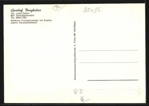 AK Schlossgattendorf, Gasthof zum Burgkeller, Inh. Luise Gehre