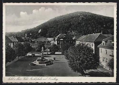 AK Suhl i. Thür. Wald, Marktplatz mit Domberg