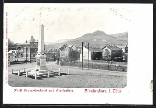 AK Blankenburg i. Thür., Fürst Georg-Denkmal, Greifenstein