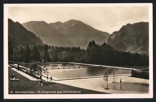 AK Oberammergau, St. Gregorbad mit Nothkarspitze