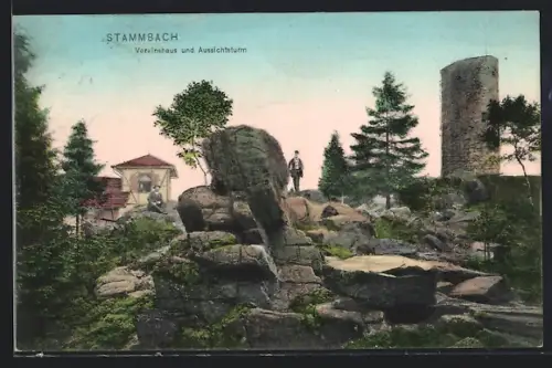 AK Stammbach, Vereinshaus, Aussichtsturm