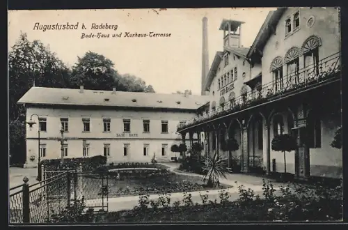 AK Augustusbad b. Radeberg, Bade-Haus, Kurhaus-Terrasse