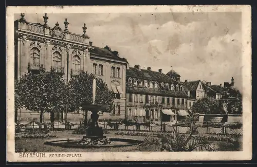 AK Bayreuth, Residenzplatz mit Brunnen