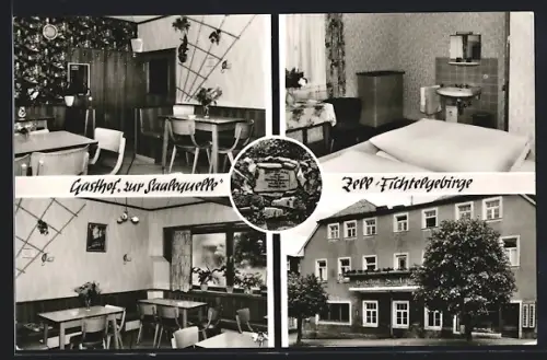 AK Zell /Fichtelgebirge, Gasthof zur Saalequelle, Innenansichten