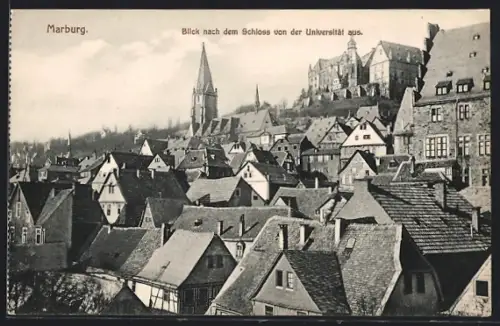 AK Marburg, Blick nach dem Schloss von der Universität aus