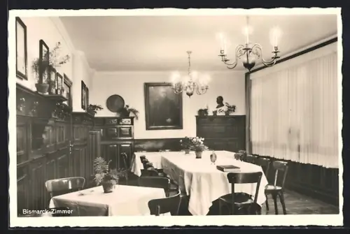 AK Jever i. O., Historische Gaststätte Haus der Getreuen, Bismarck-Zimmer, Innenansicht
