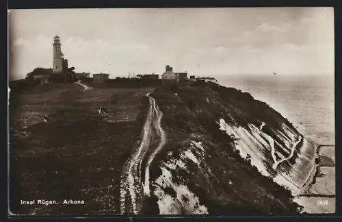 AK Arkona /Insel Rügen, Panorama mit Leuchtturm