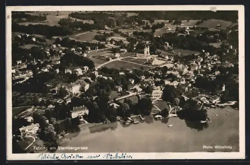 AK Tutzing, Ortspanorama aus der Vogelschau