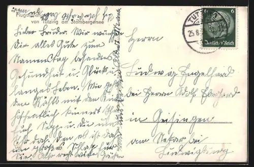 AK Tutzing, Ortspanorama aus der Vogelschau