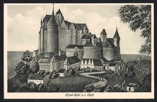 Künstler-AK Rabi, Hrad Rabi z r. 1508