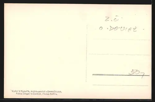 AK Domazlice, Strassenpartie mit Turm