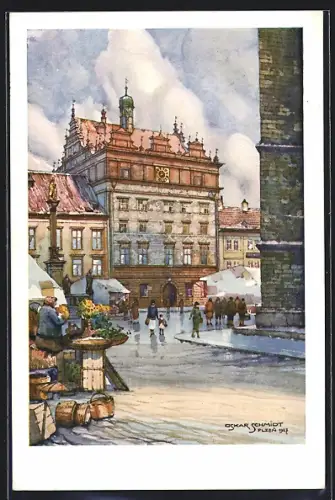 Künstler-AK Plzen, Radnice