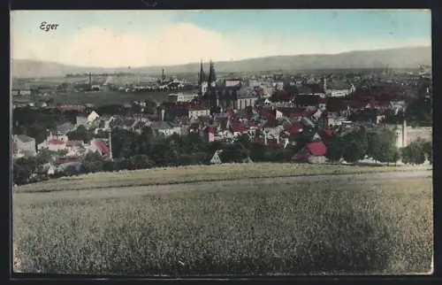 AK Eger, Ortspanorama von einem Feld aus