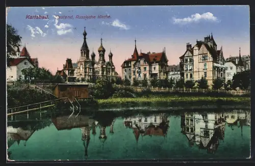 AK Karlsbad, Westend, Russische Kirche