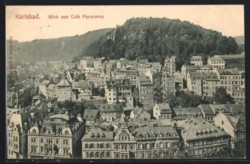 AK Karlsbad, Totalansicht vom Cafe Panorama