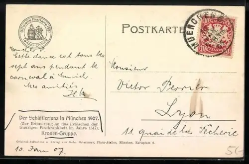 AK München, Schäfflertanz 1907, Kronengruppe