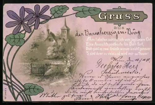 AK Dorf im Frühling, Blumen