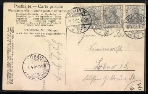 AK Weimar, Sterbezimmer Friedrich Schillers, Schillers Totenmaske, Herzogl. Gruft, zum 100. Todestag