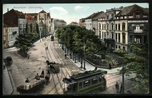 AK Mannheim, Luiesenring mit Strassenbahn