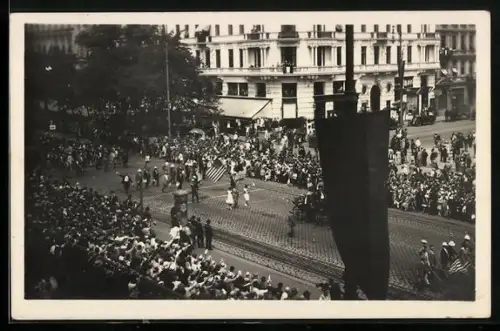 AK Wien, X. Dt. Bundes-Sängerfest, US-Amerikaner im Festzug