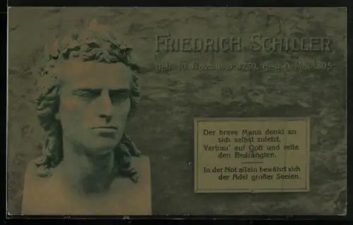 AK Büste und Zitat Schillers