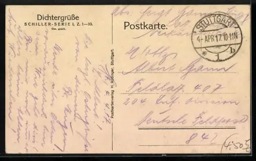 AK Büste und Zitat Schillers