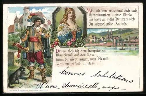 Lithographie Behüt Dich Gott!, Trompeter von Säckingen