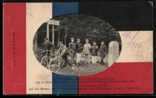 AK Didolshausen, Grenze, Soldaten mit Fahrrädern, Flaggen