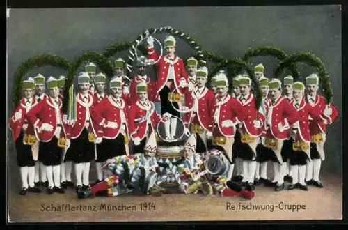 AK Schäfflertanz München 1914, Reifschwung-Gruppe