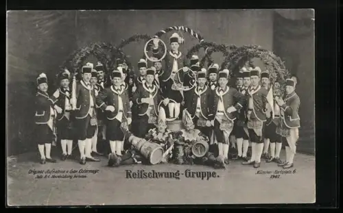 AK München, Schäfflertanz 1907, Reifschwung-Gruppe