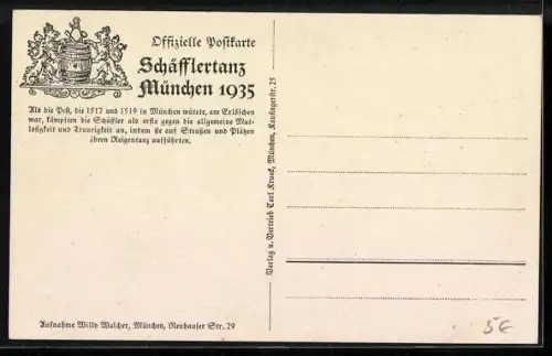 AK München, Fahnengruppe beim Schäfflertanz 1935