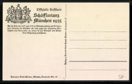 AK München, Fahnengruppe beim Schäfflertanz 1935