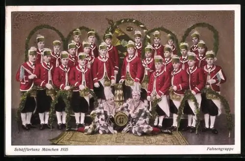 AK Fahnengruppe, Schäfflertanz München 1935