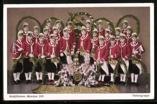 AK Fahnengruppe, Schäfflertanz München 1935