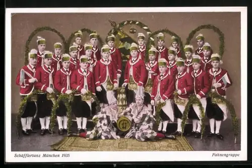 AK Fahnengruppe, Schäfflertanz München 1935