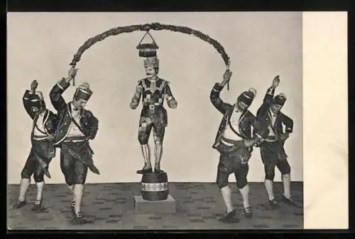 AK München, Spielerker am neuen Rathaus, Schefflertanz