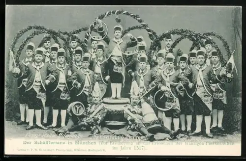 AK München, Reifschwunggruppe, Schäfflertanz