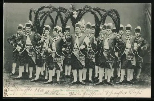 AK München, Volkstanz, Der Schäfflertanz, Kronen-Gruppe