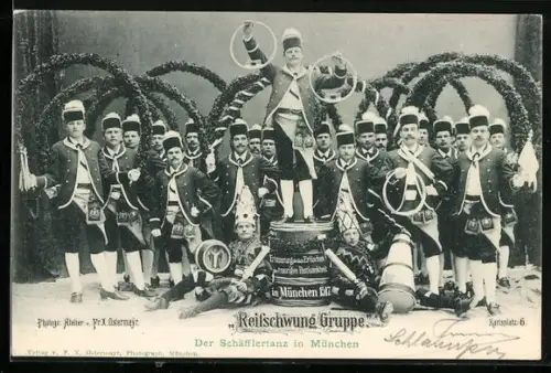 AK München, Reifschwung Gruppe, Der Schäfflertanz