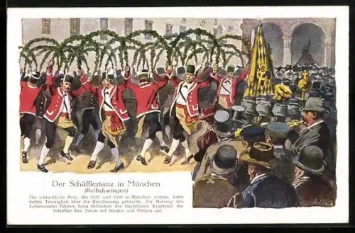 AK München, Schäfflertanz, Reifschwingen
