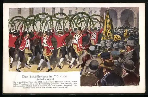 AK München, Schäfflertanz, Reifschwingen